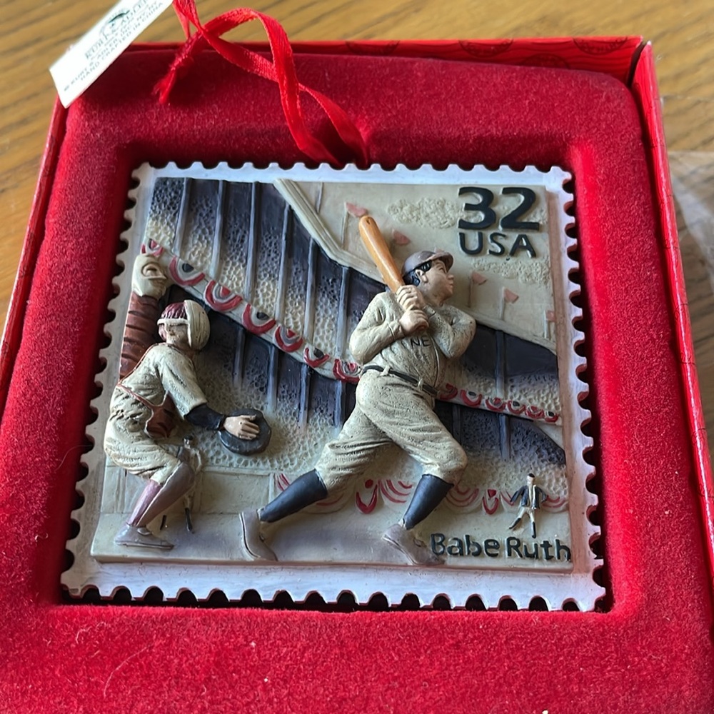 Kurt Adler Hand-Crafted Babe Ruth USA 32 Cent Stamp 2000 Ornament